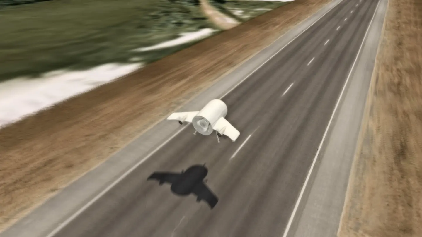Artist's impression of the Adeline module coming in for a horizontal landing