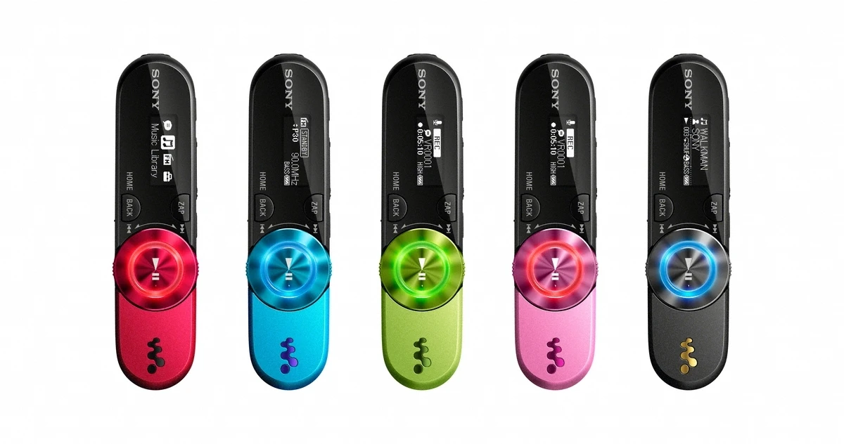 Available in two storage capacities and five colors, the new Walkman B series music players from Sony