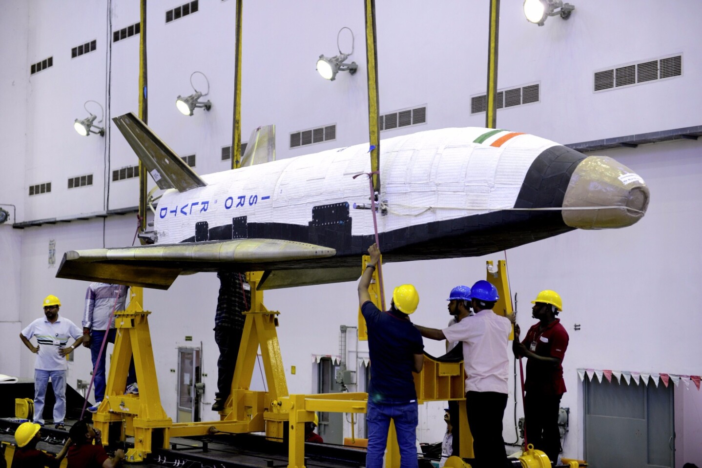 The RLV-TD being prepared for flight