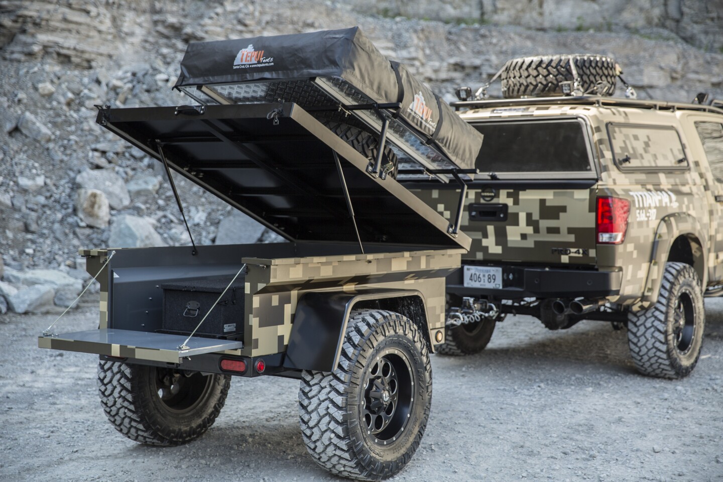 The Manley ORV Explore camping trailer with Tepui tent