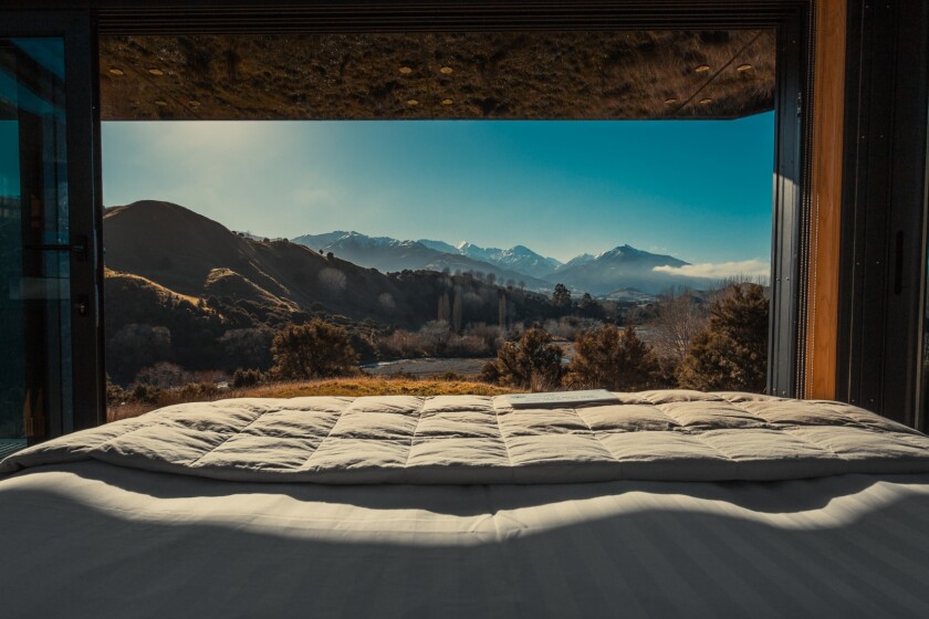 View from the bed inside the Kahutara PurePod