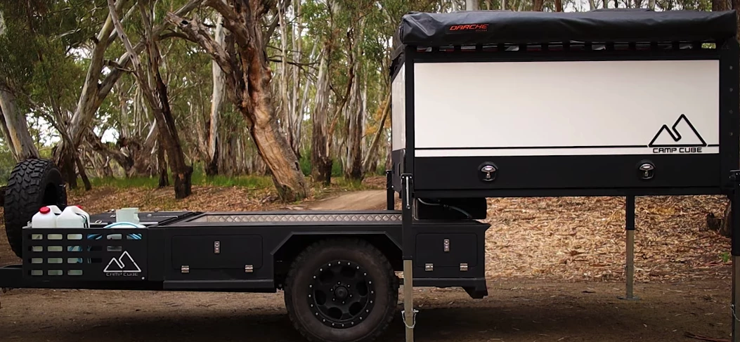 Rolling the trailer out from under the camper box