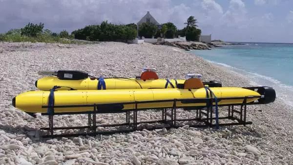A couple of Gavia AUVs, similar to the one being used in Antarctica (Photo: Teledyne Gavia)