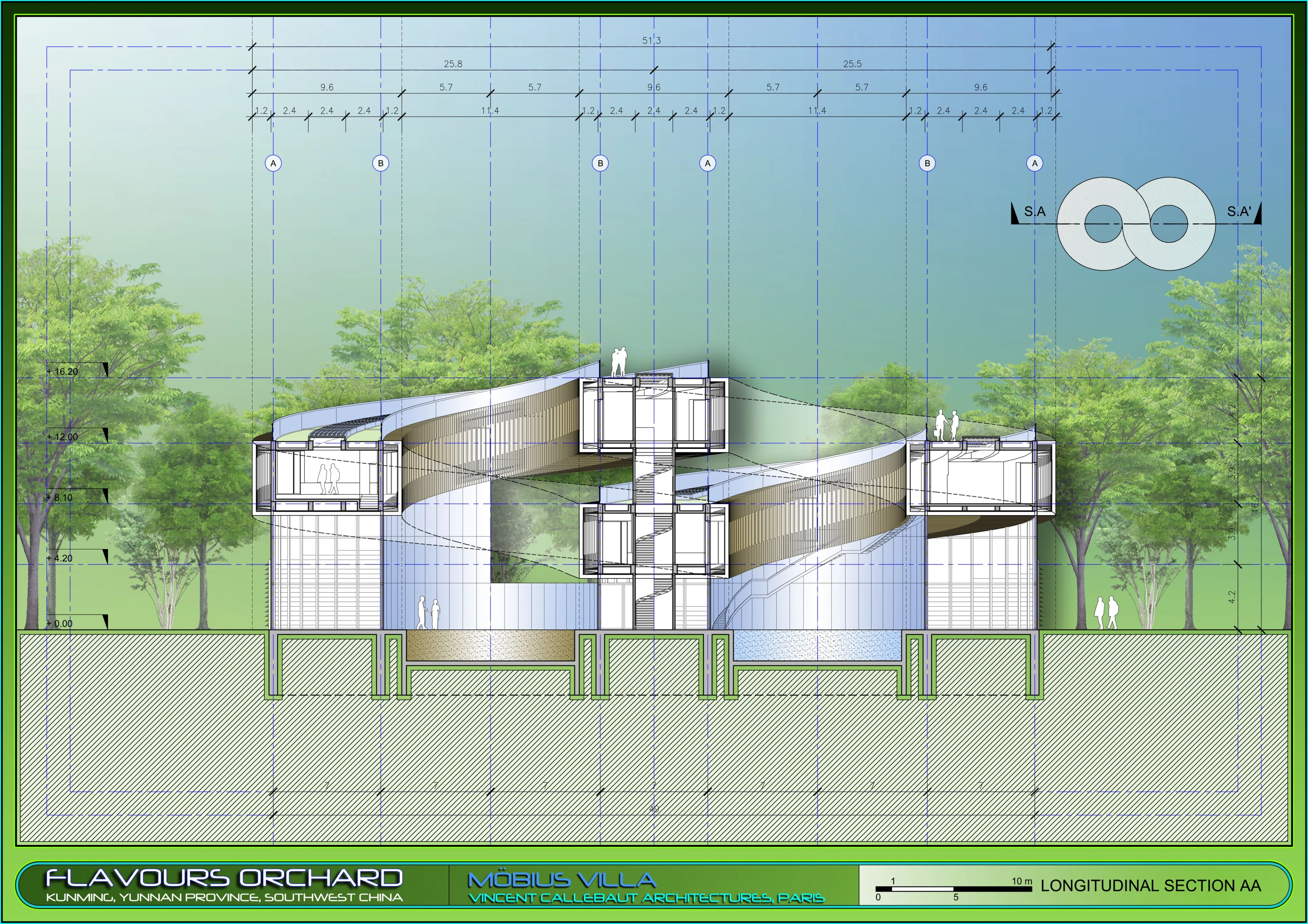 Mobius Villa Section AA (Image: Vincent Callebaut Architectures)