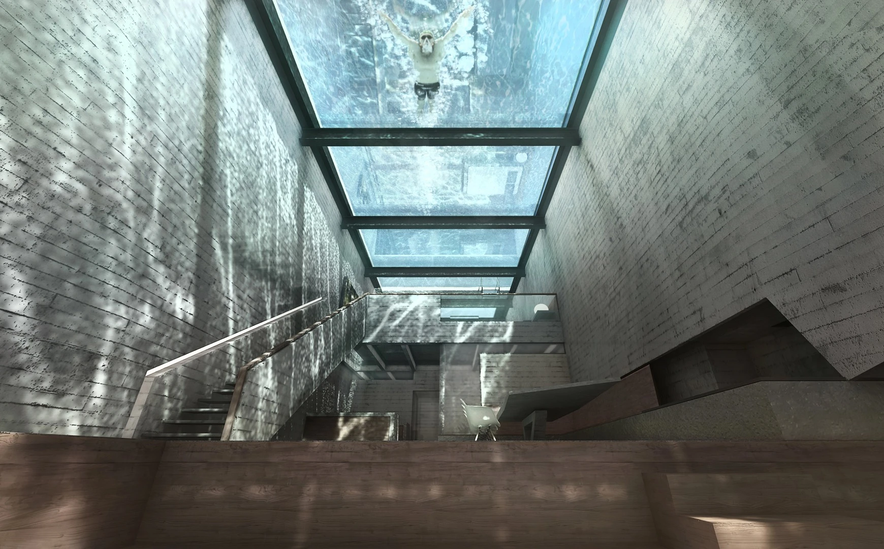 Taking a swim in Casa Brutale's roof pool