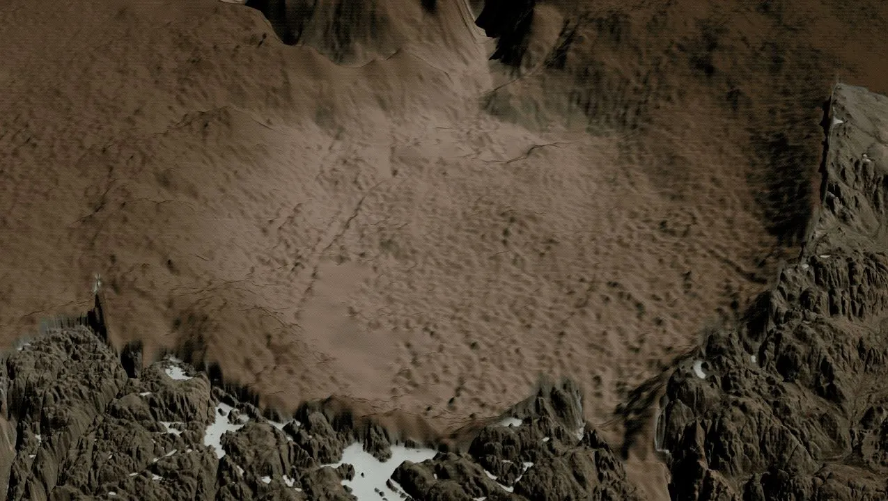 Hiawatha Crater with the ice cap digitally removed
