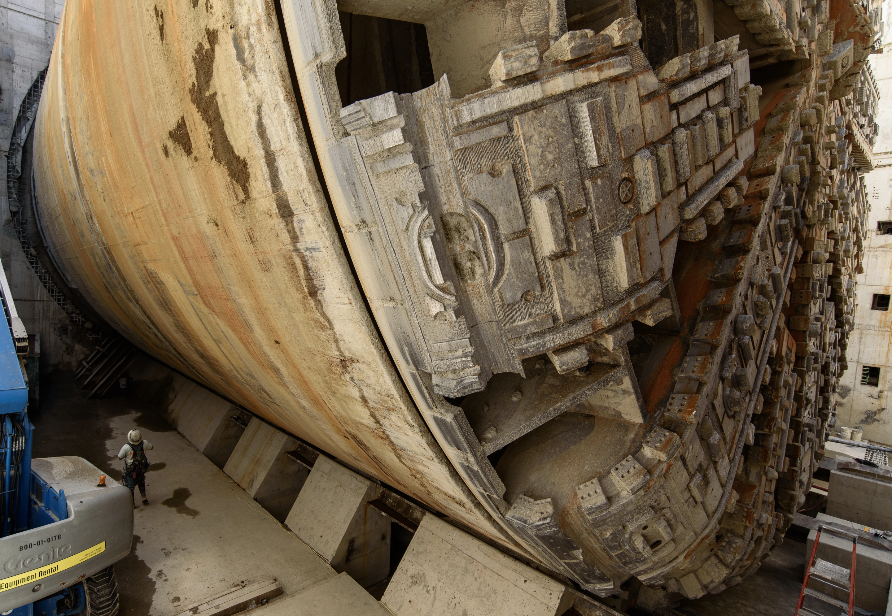 Bertha with worker for scale