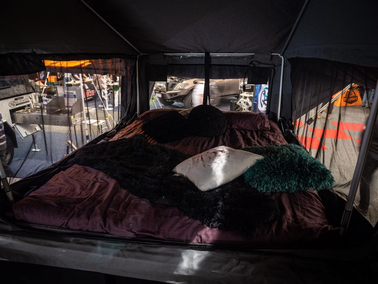 Comfy queen bed aboard the Bluewater Lachlan