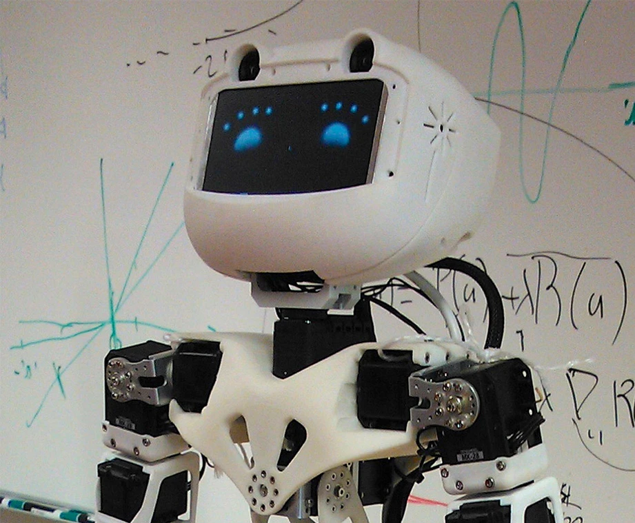 Poppy's head contains a pair of HD cameras as well as a 4-inch LCD screen for displaying facial expressions (Photo: Inria / H. Raguet)