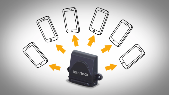 The device is paired to up to six different phones via Bluetooth