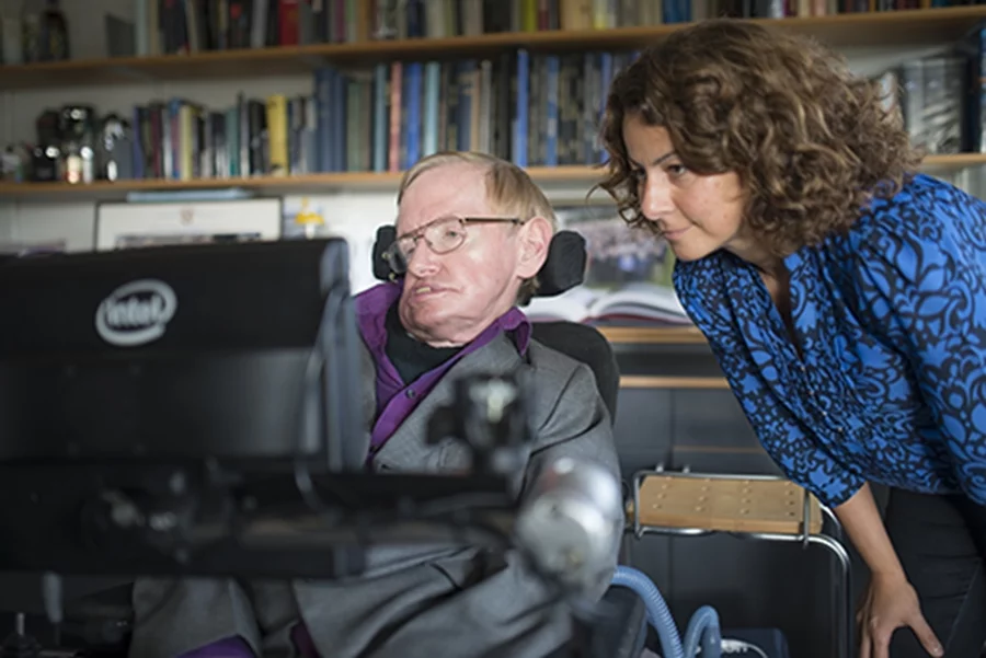 Professor Stephen Hawking and Intel Principal Engineer Lama Nachman