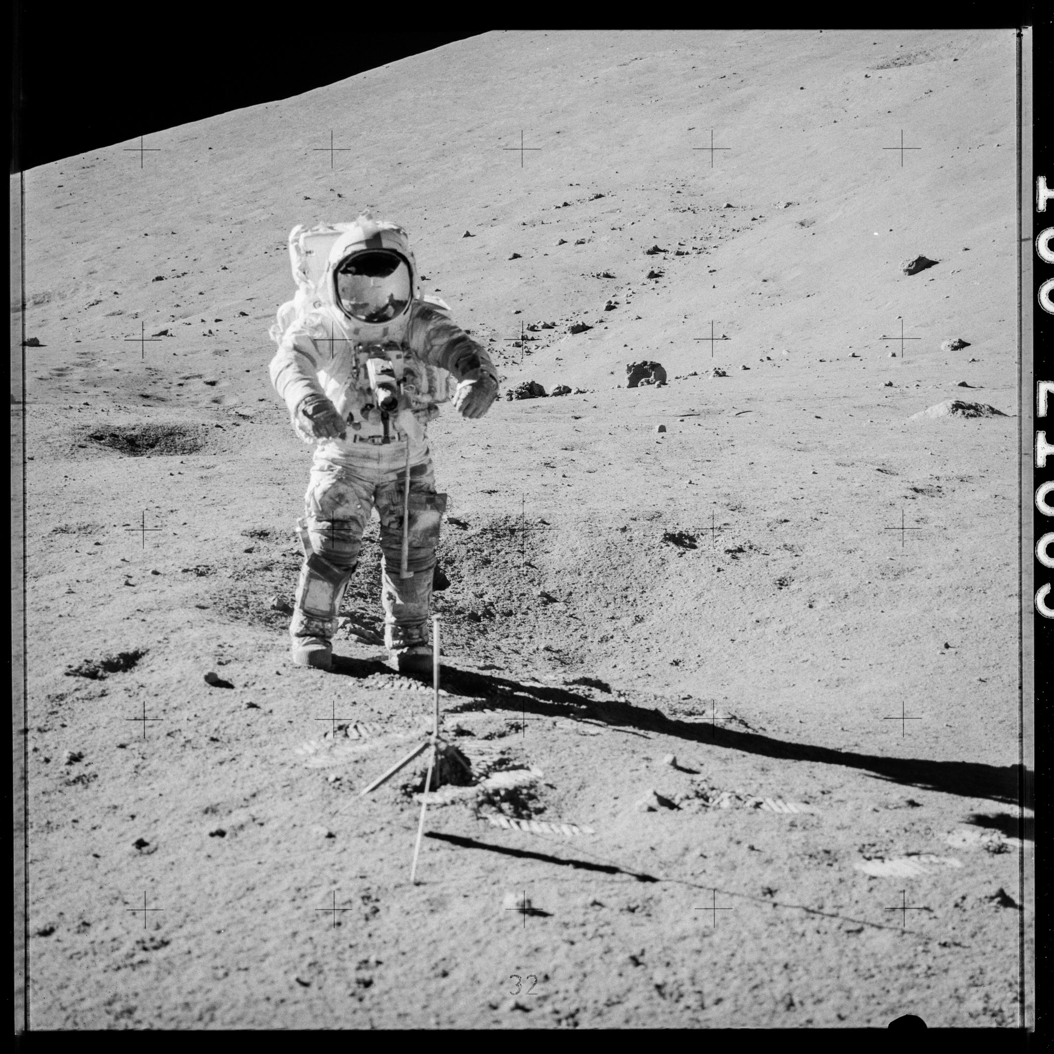 Astronaut Gene Cernan collects samples during 1972's Apollo 17 mission