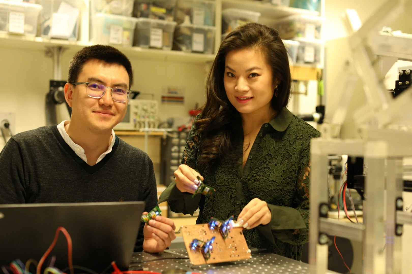 Zhenishbek Zhakypov and Jamie Paik who worked on the team to develop the Tribots