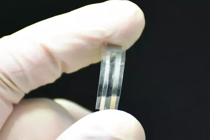The thin-film sensor is made from biodegradable materials that have already been declared safe for medical use