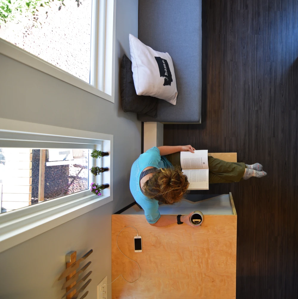 There's a total of 204 sq ft (18.9 sq m) inside, though the living space is significantly less as an externally-accessed gear room was installed