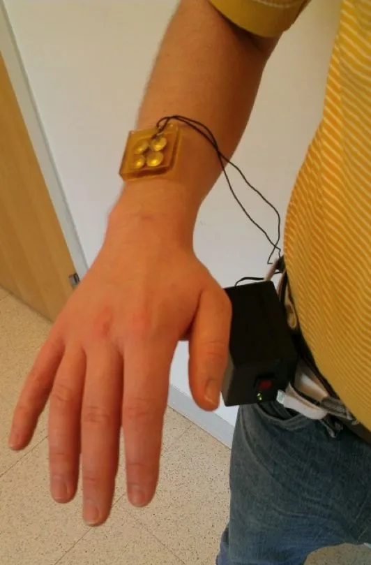 One of the prototype ulcer-healing patches