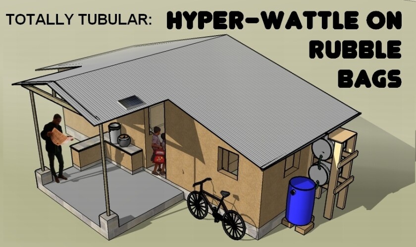 Totally Tubular uses earth-bag lower walls topped with tubes of hyperwattle to create a highly livable dwellingCredit: PStouter