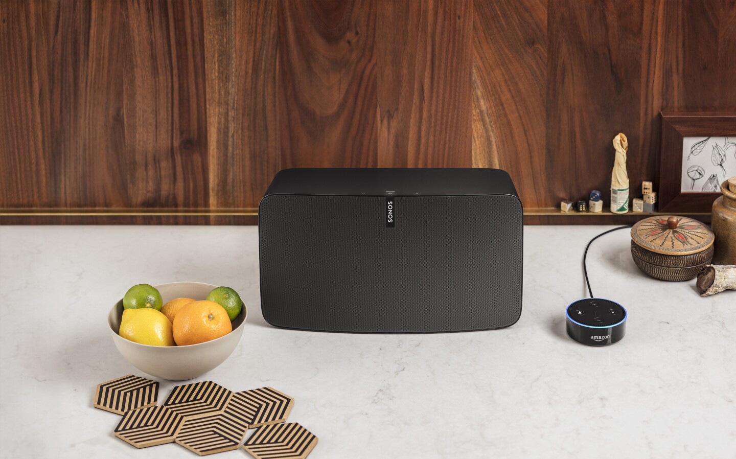 Existing Sonos speakers are compatible with Amazon Echo and Dot devices
