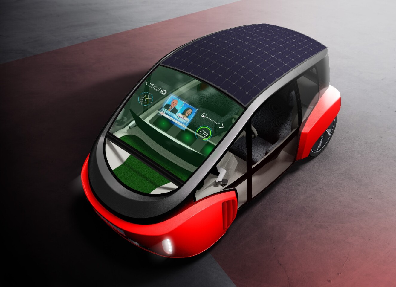 The windscreen in the Oasis can act as a screen for VR and AR displays