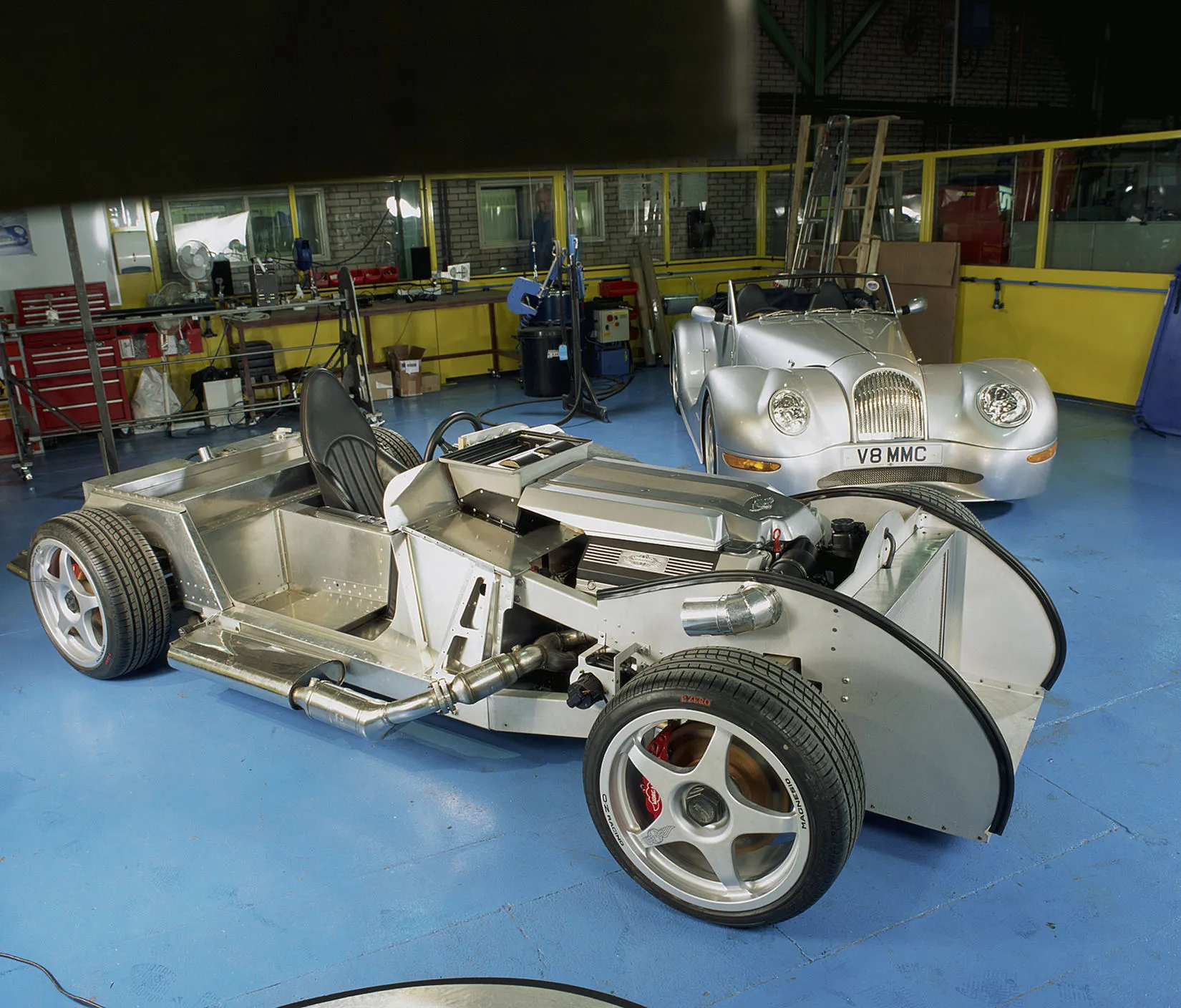 This is BMW V8 version of the Plus which uses a very similar chassis to the Plus E and a near to identical bodywork to the Plus E. It doesn't look like a sixty-year-old sans bodywork does it? How can they bear to paint it?