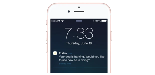 The Furbo app will alert you if your dog is barking