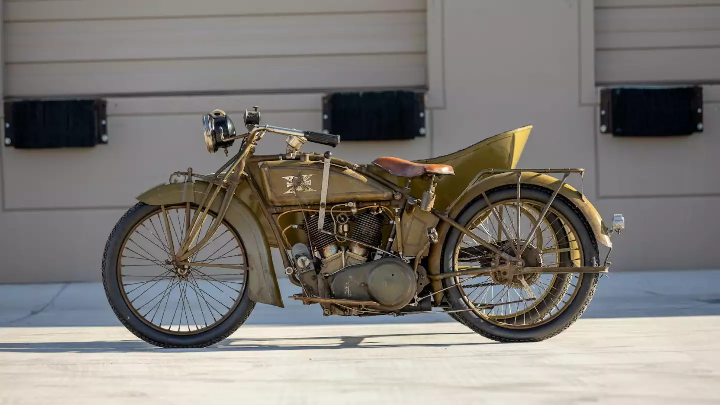 Expected to sell for between $110,000 and $120,000, this 1000cc V-twin Excelsior was one of the fastest motorcycles on American roads $100 years ago. At that time, Excelsior advertised itself as “the zenith of motorcycle quality” and with Indian and Harley-Davidson, comprised the "big three" of motorcycle manufacture