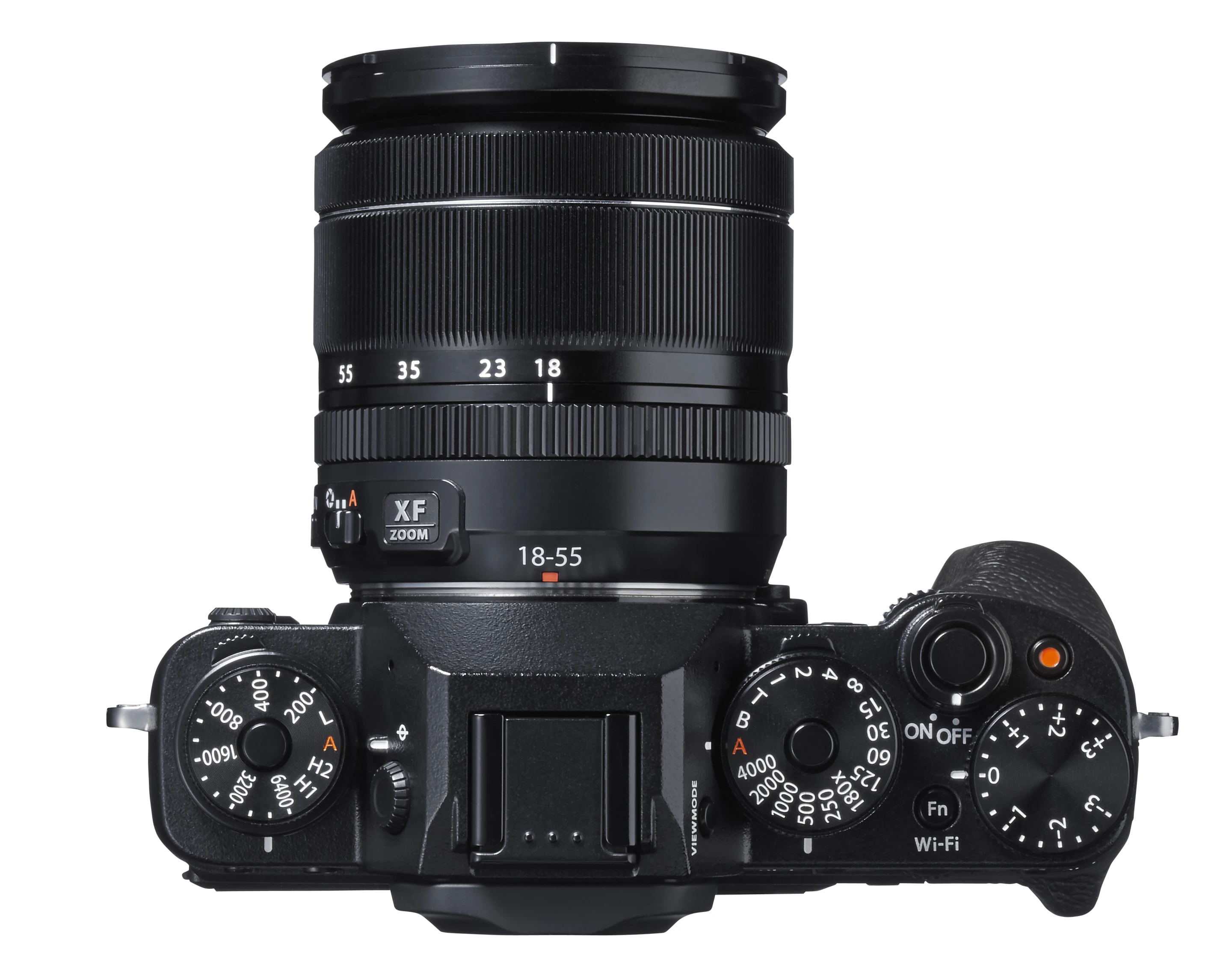 There are five mechanical dials to the top, including two machined aluminum double-deckers for controlling shutter speed/metering and ISO/drive, command dials to the front and back, and six customizable function buttons