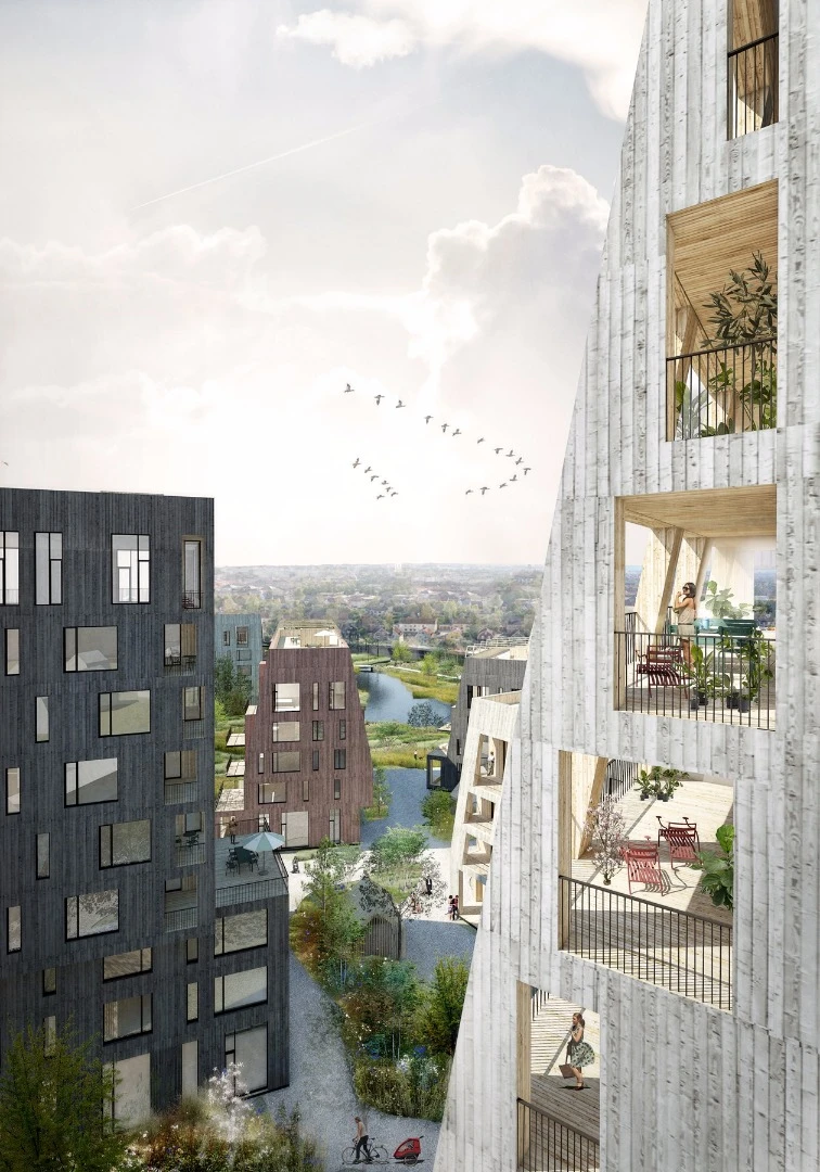 The buildings in Örnsro Trästad will have wooden frames