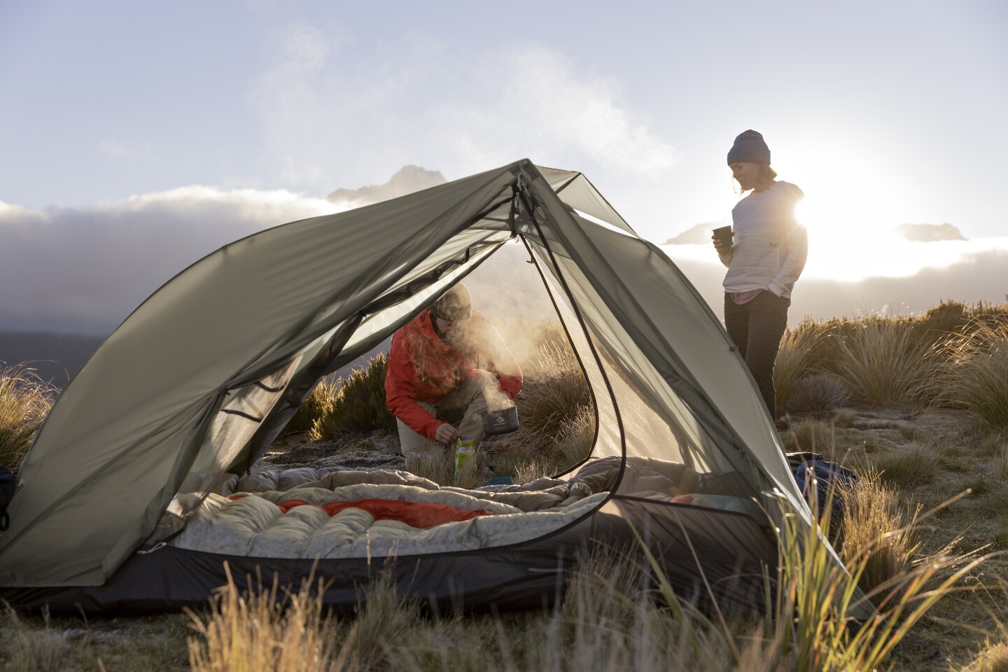Getting an early start on breakfast outside the Alto TR2 tent