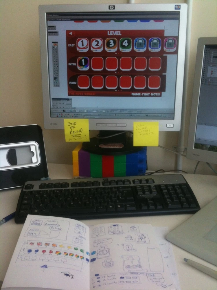 Snapshot of the My Note Games app being developed