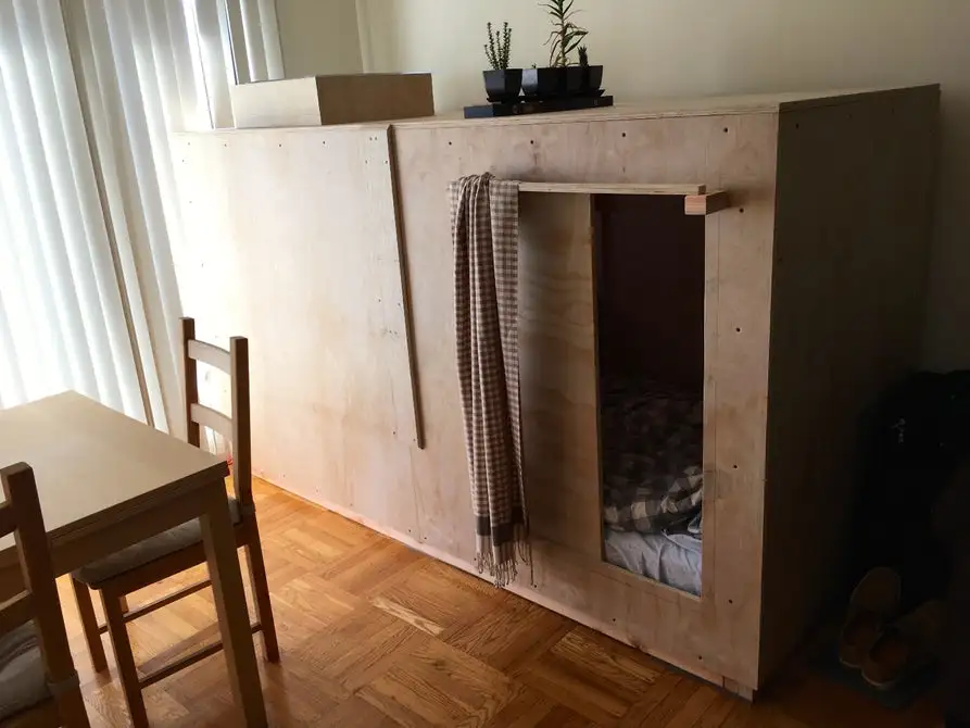 The Living Pod is installed in the living room of a pal's house and Berkowitz pays $400 per month in rent to keep it there