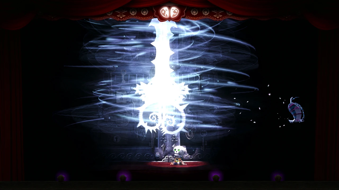 Kutaro steals the powerful Calibrus from the Moon Bear King, which he'll use to slice through foes and stage props