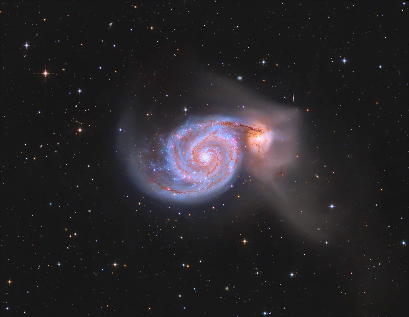 Young Astronomy Photographer of the Year Highly Commended: M51: The Whirlpool Galaxy © ZiYang Chang (China), aged 14. The Whirlpool Galaxy colliding with its neighbor NGC 5195
