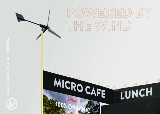 The windmill on the Wheelys 4 is able to generate up to 200 W of energy