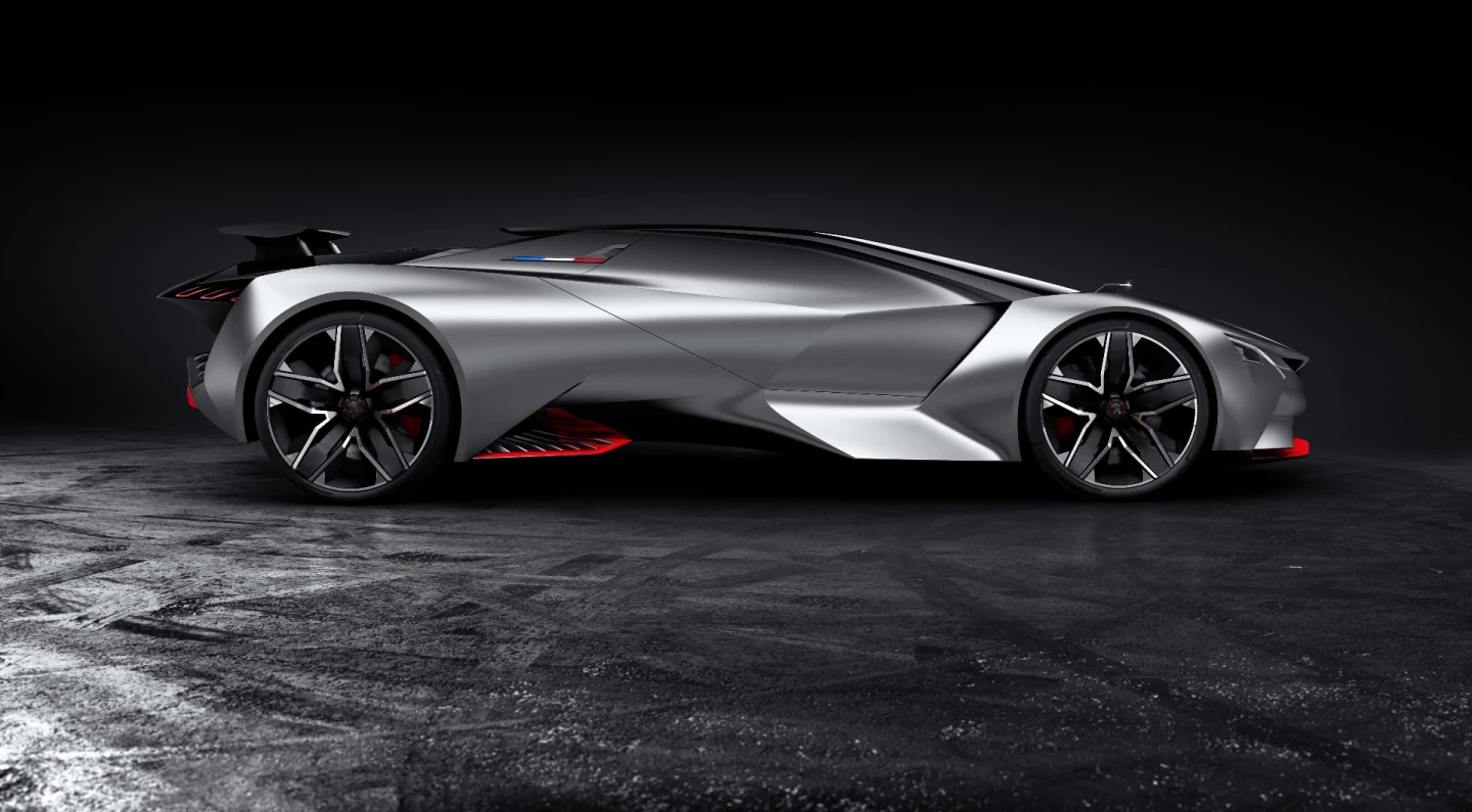 The Peugeot Vision GT has 22-in front alloy wheels and 23-in rears