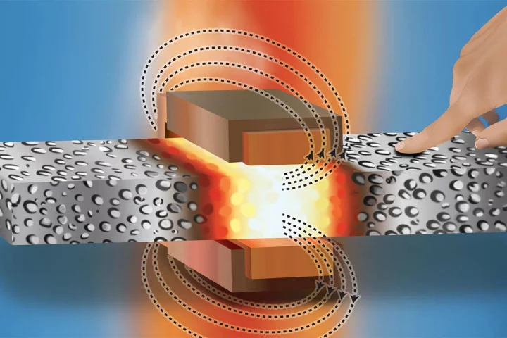 A study has found that induction welding (pictured) can be used to join pieces of composite metal foam without diminishing their desirable qualities