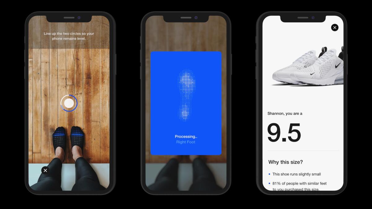 Nike Fit will remember each user's foot-scan data, so they don't have to perform a new scan every time they're buying new shoes