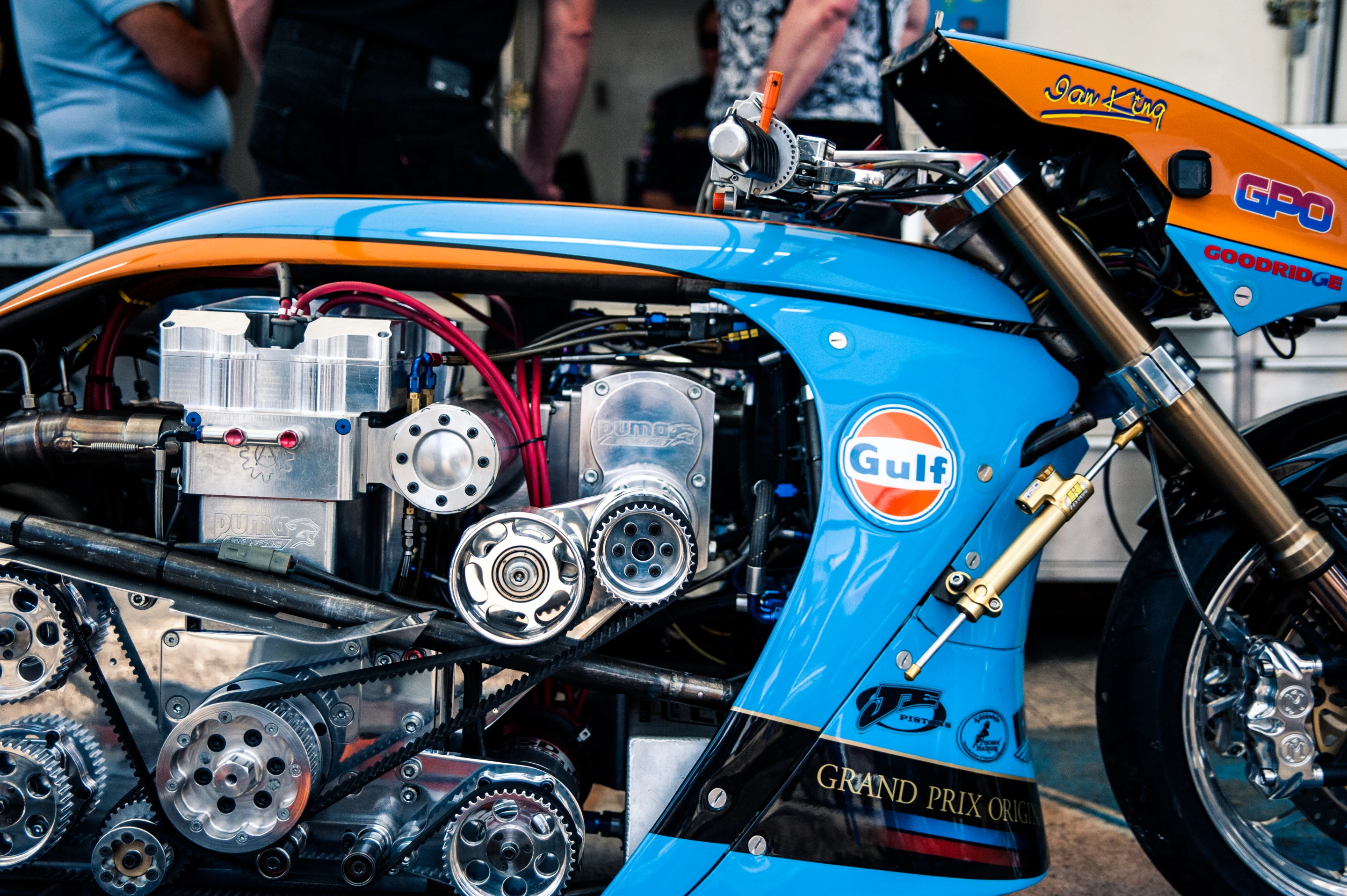 The inner workings of a drag bike
