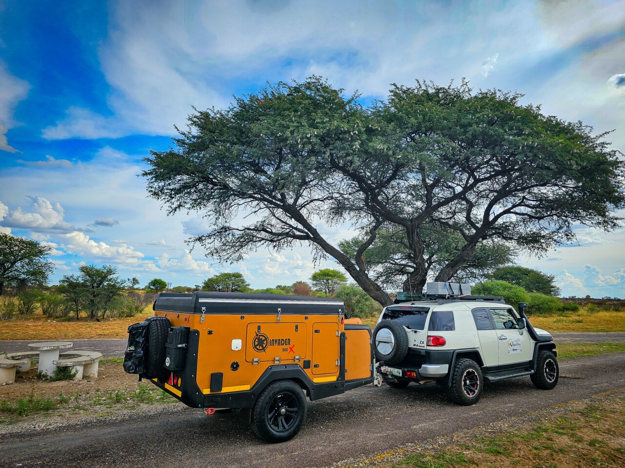 The Invader Duo X packs and tows similarly to a teardrop trailer but unfurls into much more