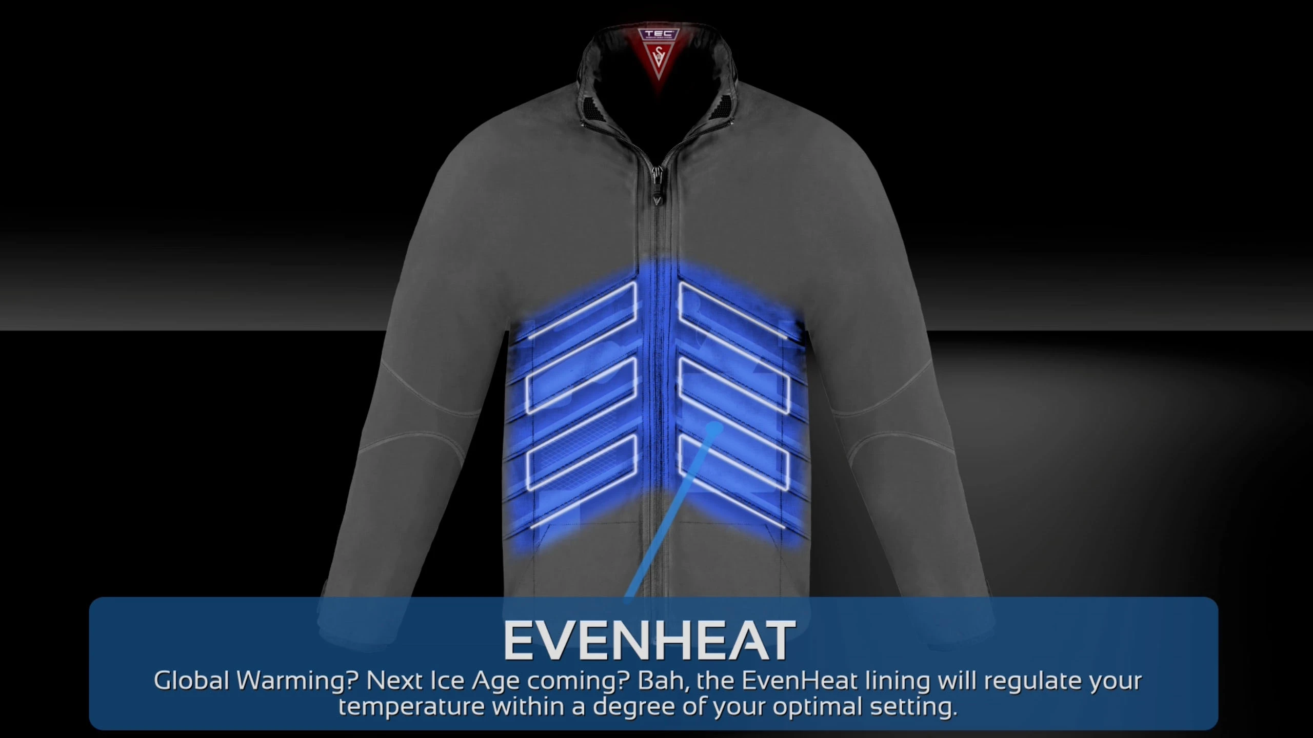 Heat pads will regulate the temperature of the TEC Jacket 2.0