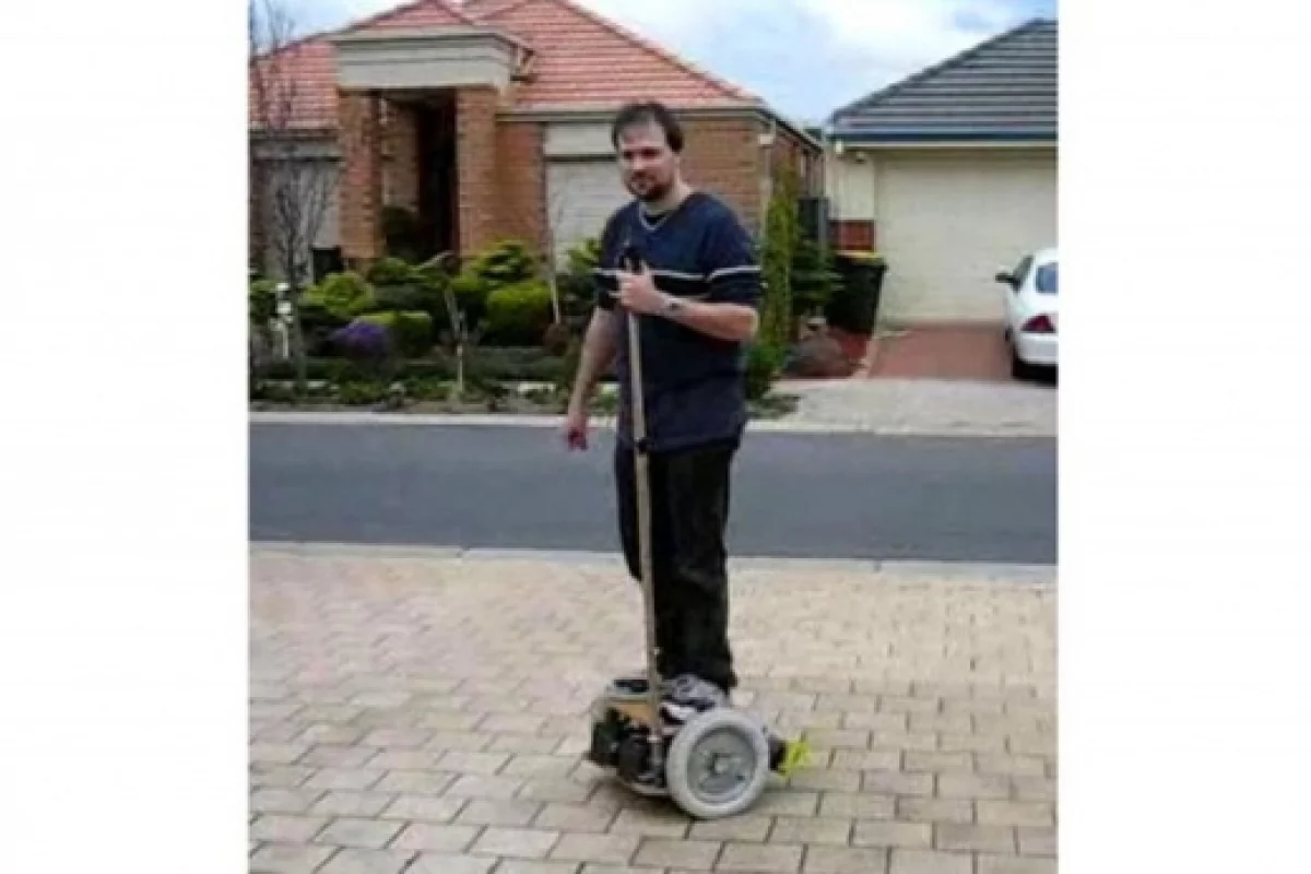 Geoffrey D. Bennett aboard his DIY robotic transport