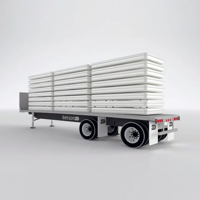 This design would mean that Tentative's height is reduced from 2.5 m (8 ft) to just 30 cm (1 ft) when ready for transport, thus allowing up to 24 units to fit into a single semi-trailer truck