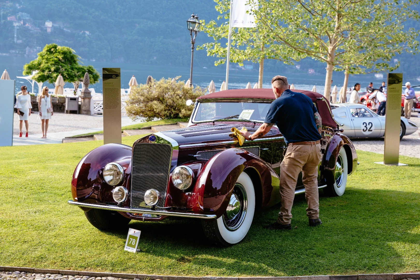 This 1939 Delage D8-120 Cabriolet by Chapron appeared in An American in Paris (1951) alongside Gene Kelly. Entrant: Peter Mullin (US).