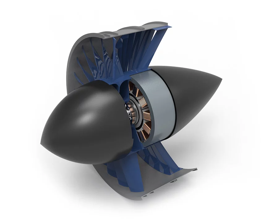 Cutaway view of a nacelle motor