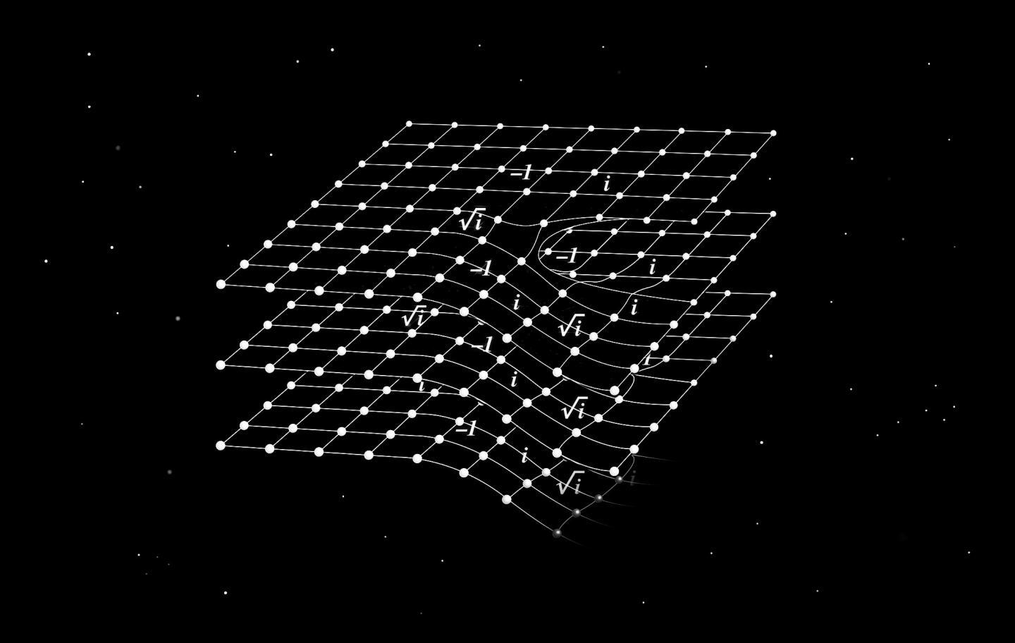 Artistic impression of a space-time twist in a crystal