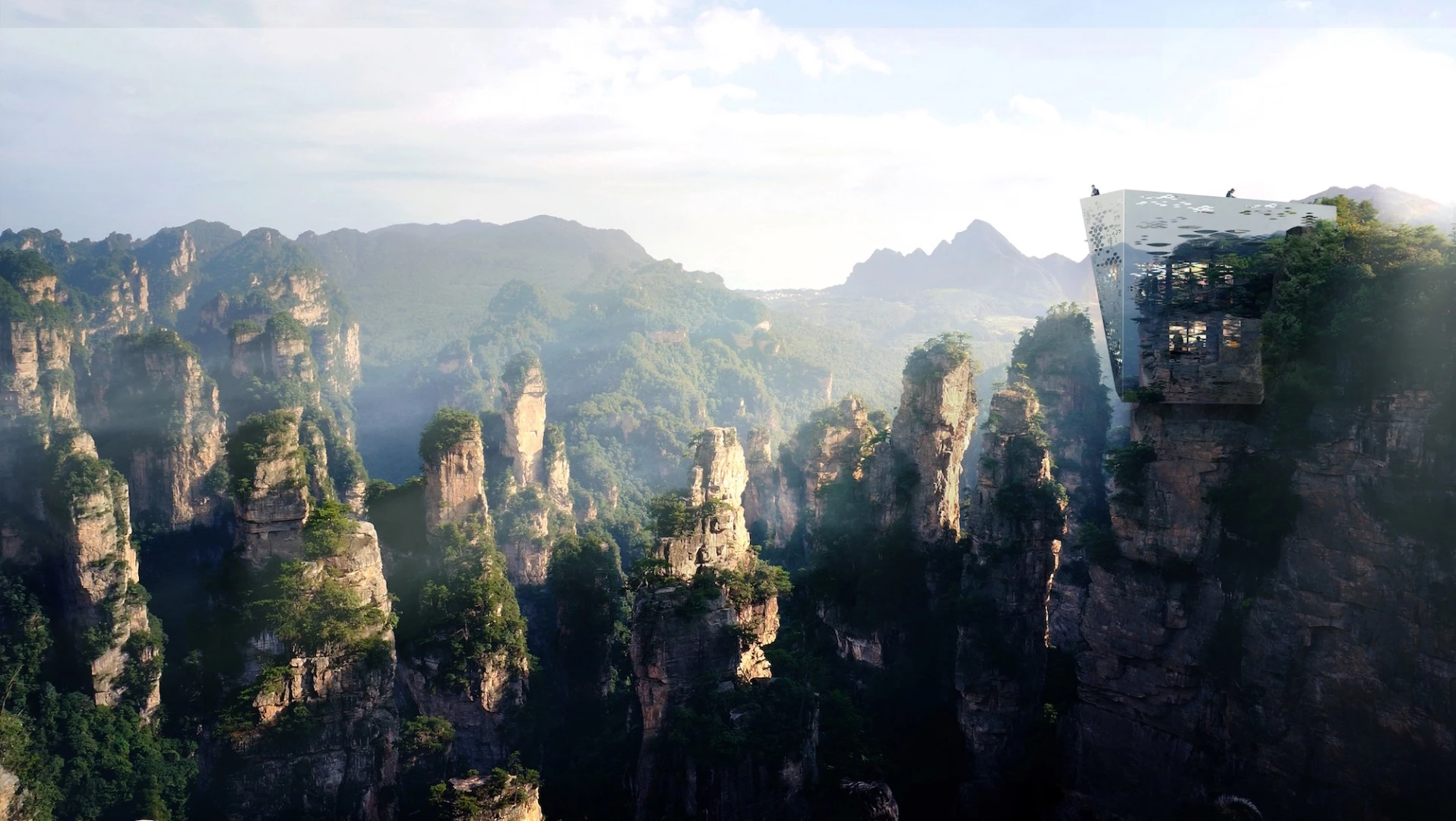 The pavilions will be installed in three levels: a 360 panorama at the highest point, a cafe below, and a VIP suite below both which will allow visitors to spend a night in the park