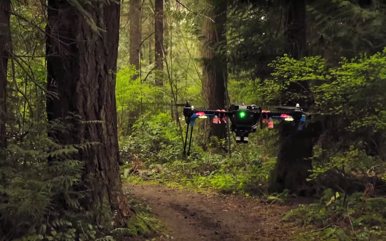 The Nvidia drone uses camera and deep learning to understand and navigate its way down a forest trail