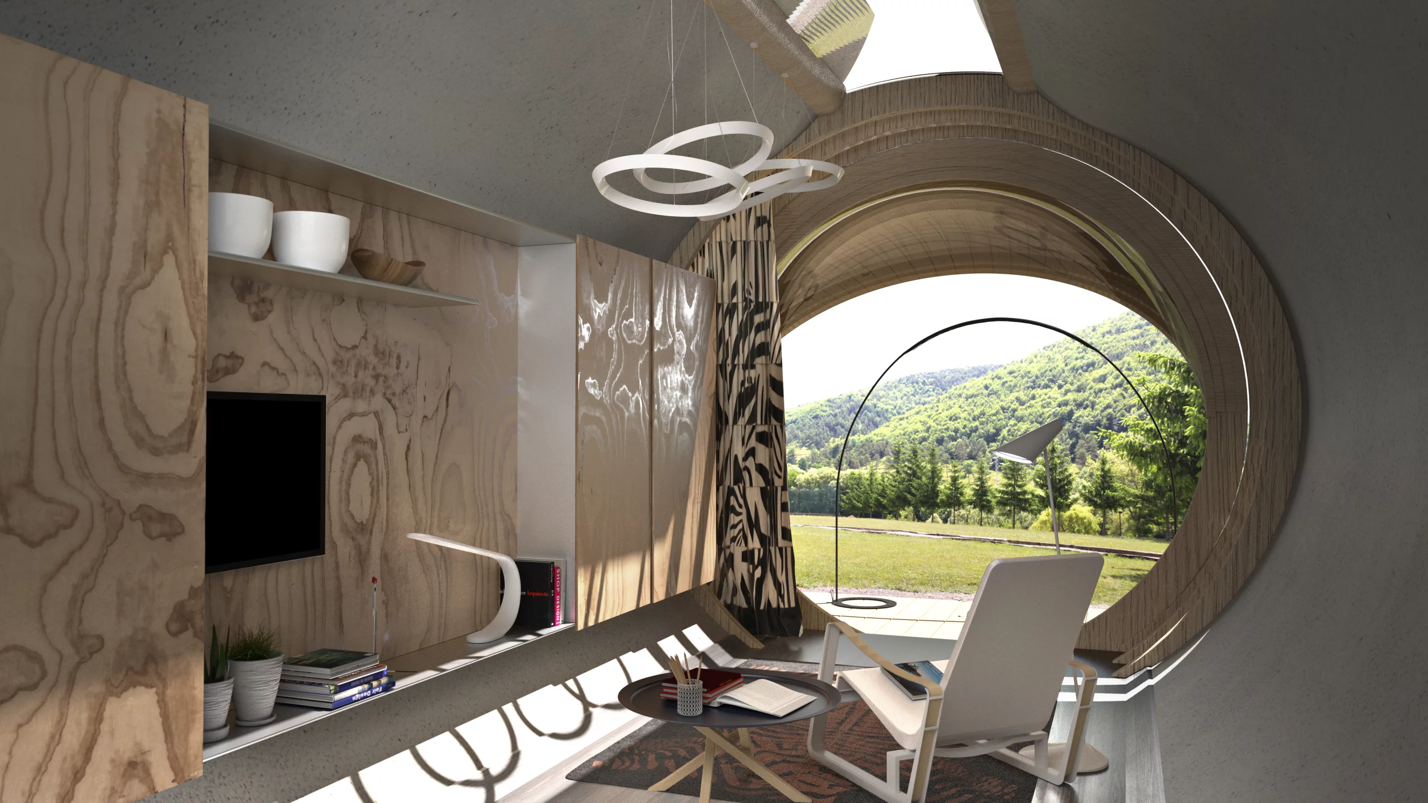 A skylight offers views of the stars (Image: Estudibasic)