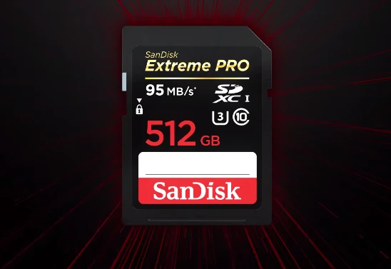 The 512 GB version of the SanDisk Extreme PRO SDXC UHS-I is the world's largest capacity SD memory card