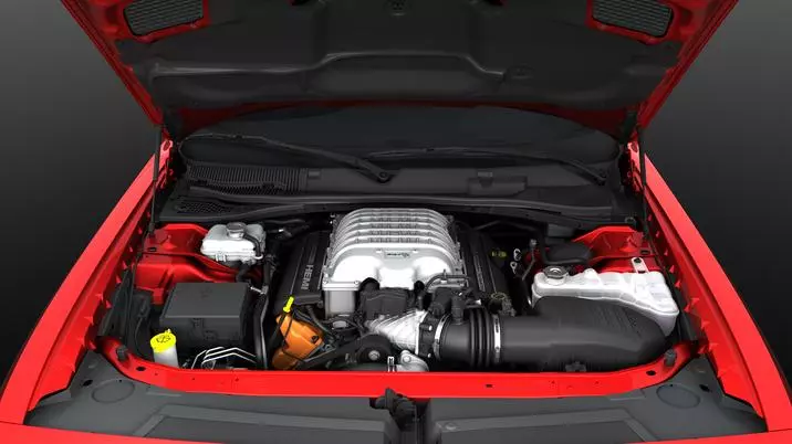 The SRT Challenger models have a power-bulge aluminum hood to save weight